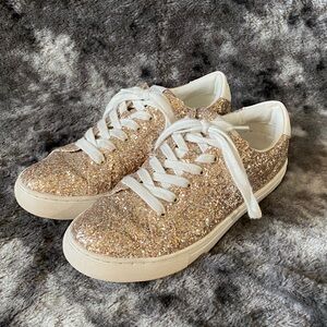J. Crew Factory Sparkly Glitter Sneakers Gold